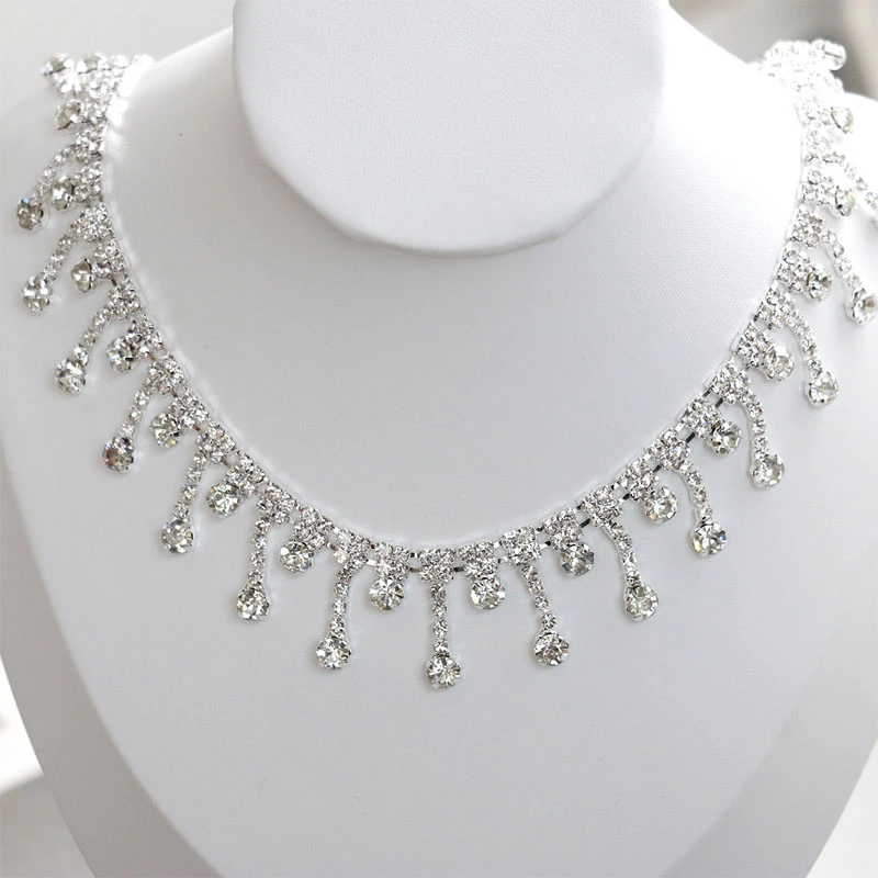 Crystal Teardrop Statement Necklace