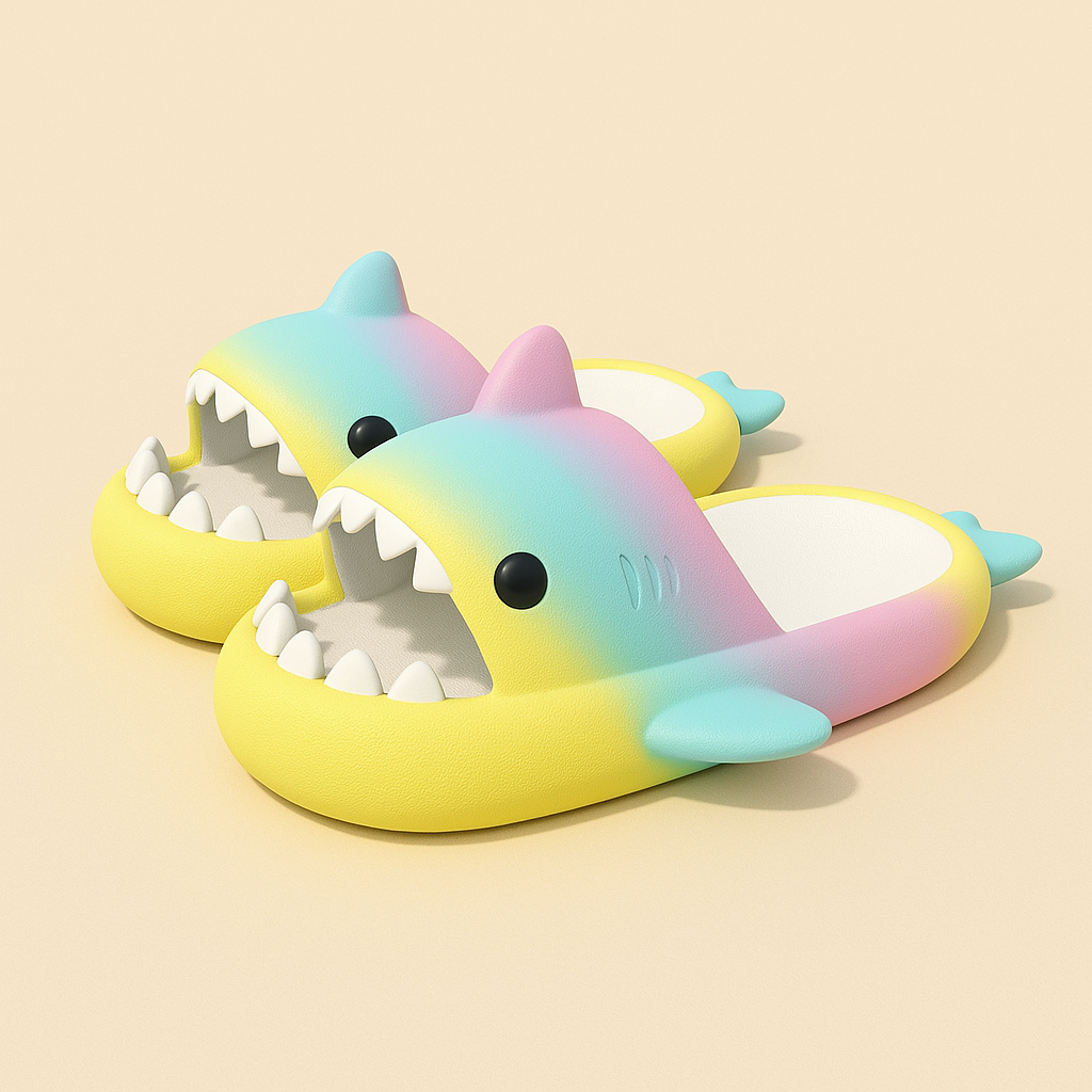 Unleash Your Inner Fun with Our Rainbow Shark House Slippers